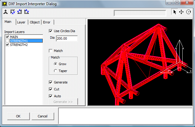 Import DXF Center Lines Dialog